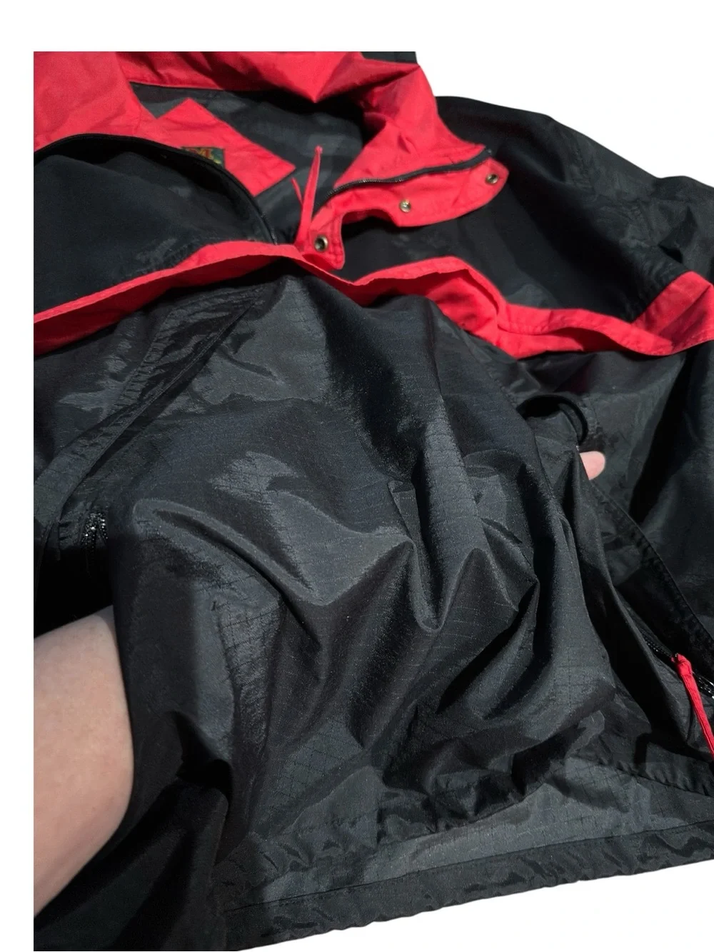 Vintage DM Apparel Packable Colorblock Windbreaker Jacket Men’s XL Red Black